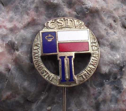 Vintage Czech State Sports Association CSTV 2nd Class Young Athlete Pin Badge