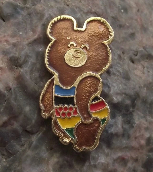 1980 Moscow Olympic Games Bear Mascot Misha East Germany Pin Badge