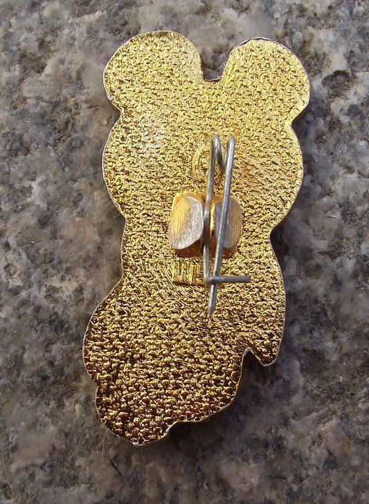 1980 Moscow Olympic Games Crazy Looking Gold Bear Mascot Misha Pin Badge