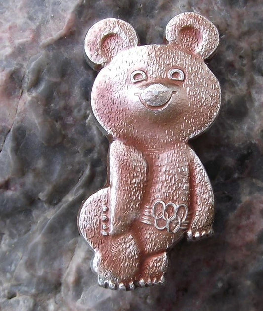 1980 Moscow Olympic Games Bear Mascot Misha Reverse Pin Badge
