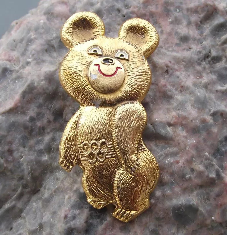 1980 Moscow Olympic Games Bear Mascot Misha Naked Pin Badge