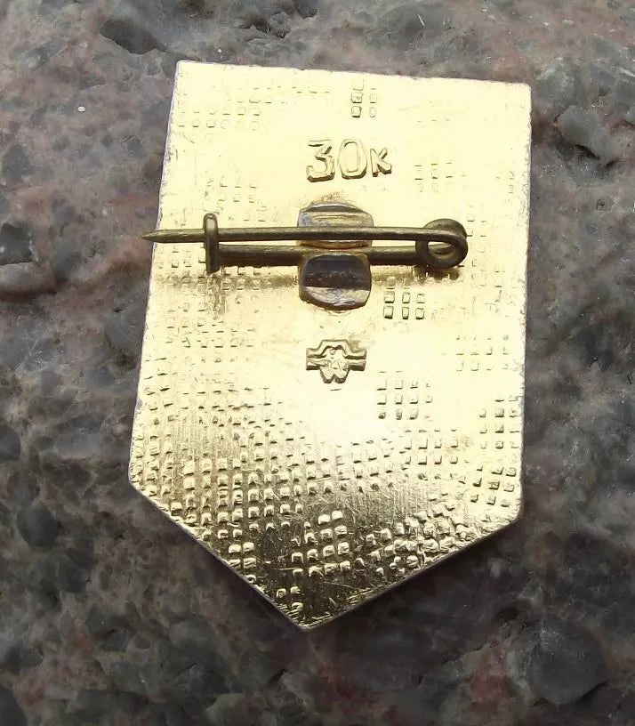 1980 Moscow Olympic Games Teddy Bear Mascot Colour Stripes Pin Badge