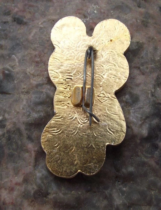 1980 Moscow Olympic Games Brown Teddy Bear Mascot Coloured Belt Pin Badge