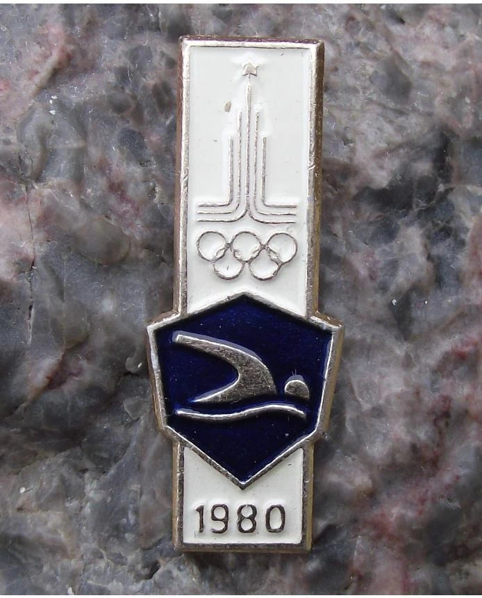 1980 Moscow Russia Summer Olympic Games Swimming Event Pin Badge