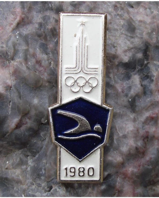 1980 Moscow Russia Summer Olympic Games Swimming Event Pin Badge