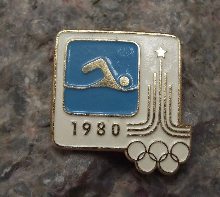 1980 Soviet Union Olympic Games Swimming Pin Badge