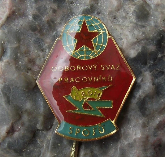 Vintage Czech Post Office Postal Workers Trade Union ROH Members Pin Badge
