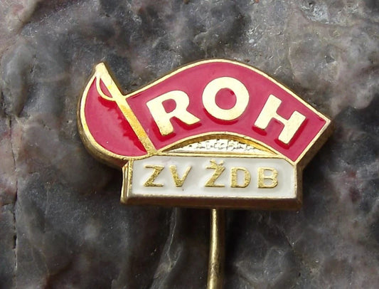 Vintage Steel Wire Cable ZDB Czech Trade Industrial Union ROH Members Pin Badge