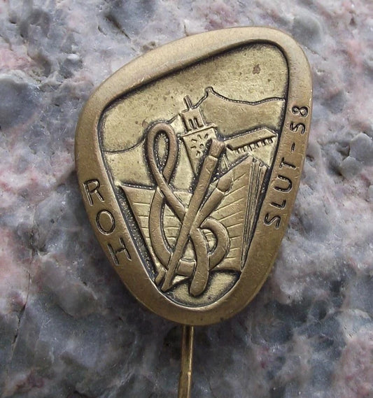 1958 Vintage Czechoslovakia SLUT ROH Exhibition Trade Union Fair Pin Badge