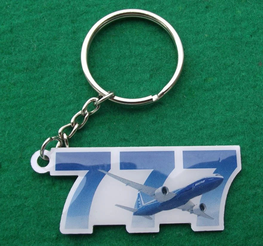 Rare Boeing 777 Triple Seven 7 Airplane Passenger Aircraft Logo Key Chain Ring