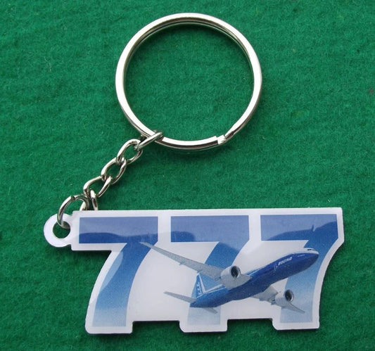 Rare Boeing 777 Triple Seven 7 Airplane Passenger Aircraft Logo Key Chain Ring