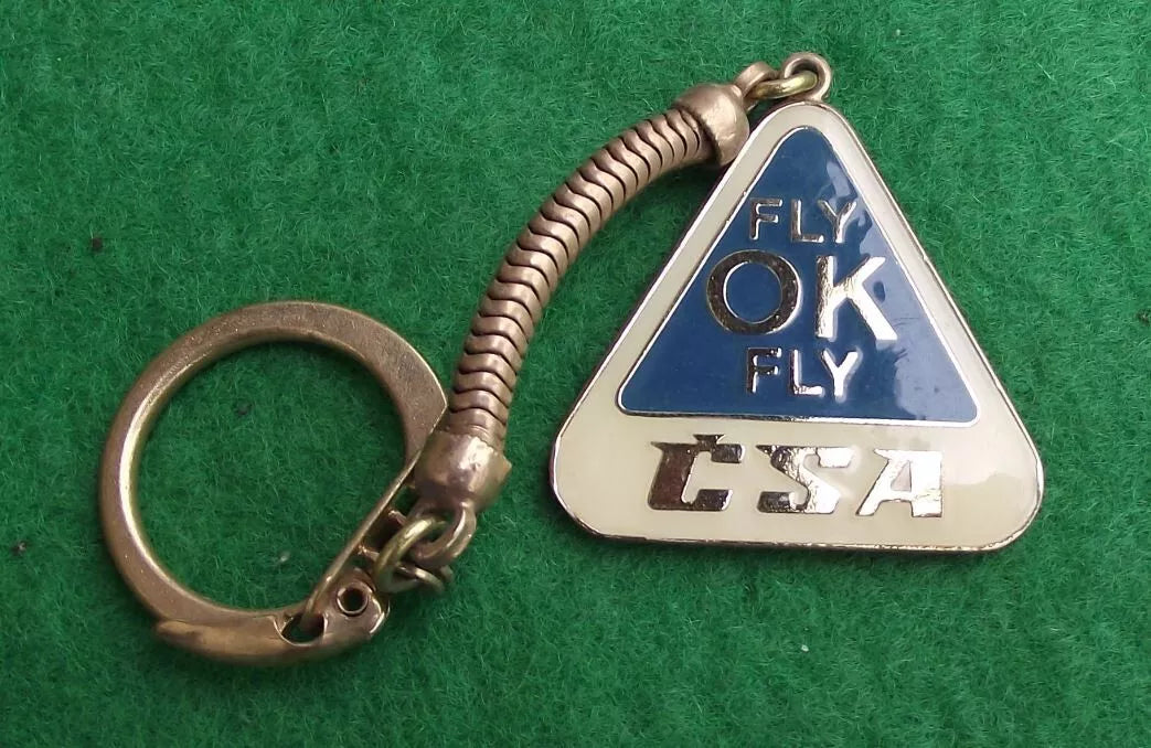 Vintage CSA Czechoslovakia Czech Airlines Tupolev Tu-134 Aircraft Chain Key Ring