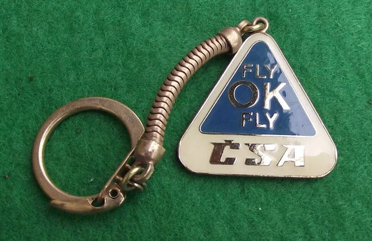 Vintage CSA Czechoslovakia Czech Airlines Tupolev Tu-134 Aircraft Chain Key Ring