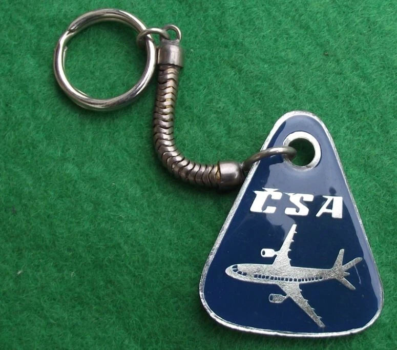 Vintage CSA Czechoslovakia Czech Airlines Airbus A310 Aircraft Chain Key Ring