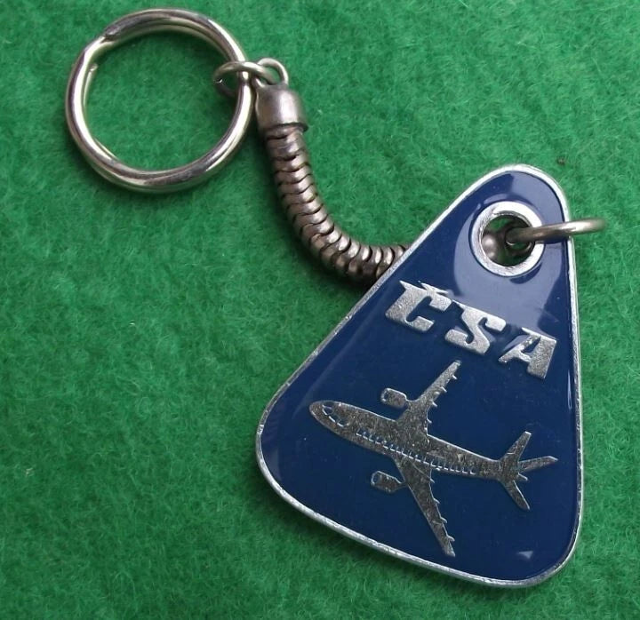 Vintage CSA Czechoslovakia Czech Airlines Airbus A310 Aircraft Chain Key Ring
