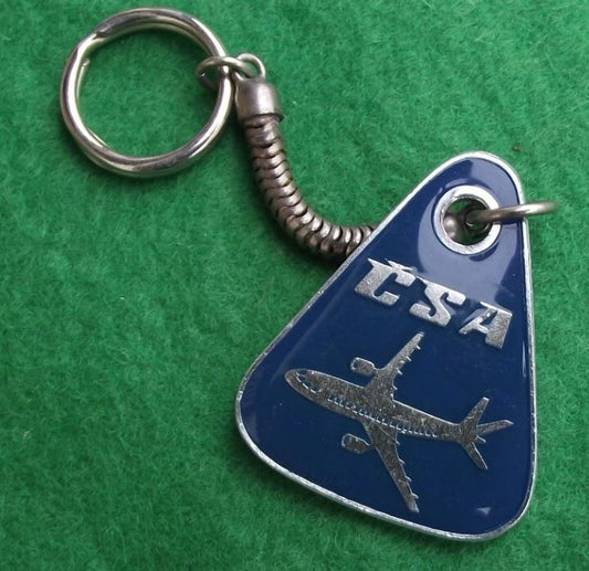 Vintage CSA Czechoslovakia Czech Airlines Airbus A310 Aircraft Chain Key Ring
