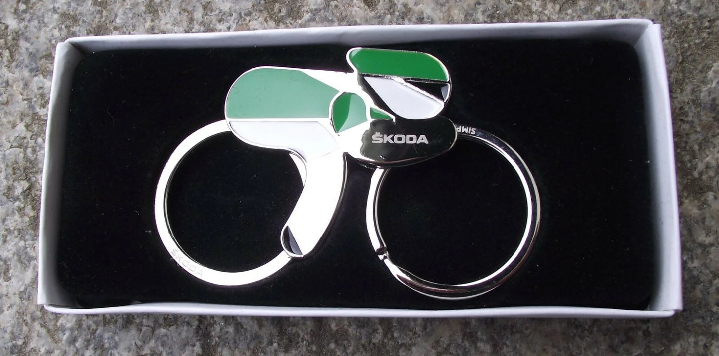 Rare Boxed Skoda Cycling Racing Bicycle Bike Rider Helmet Keyring Key Chain