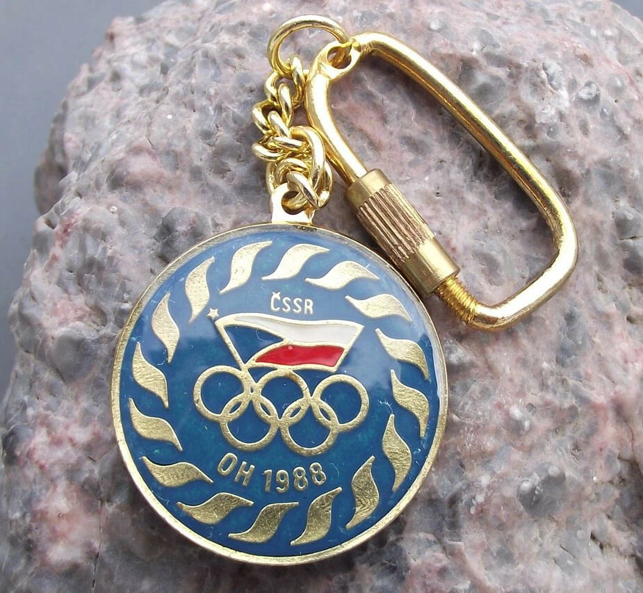 1988 Olympic Games Czech Olympic Comittee Team Keychain Key Chain Keyring Fob