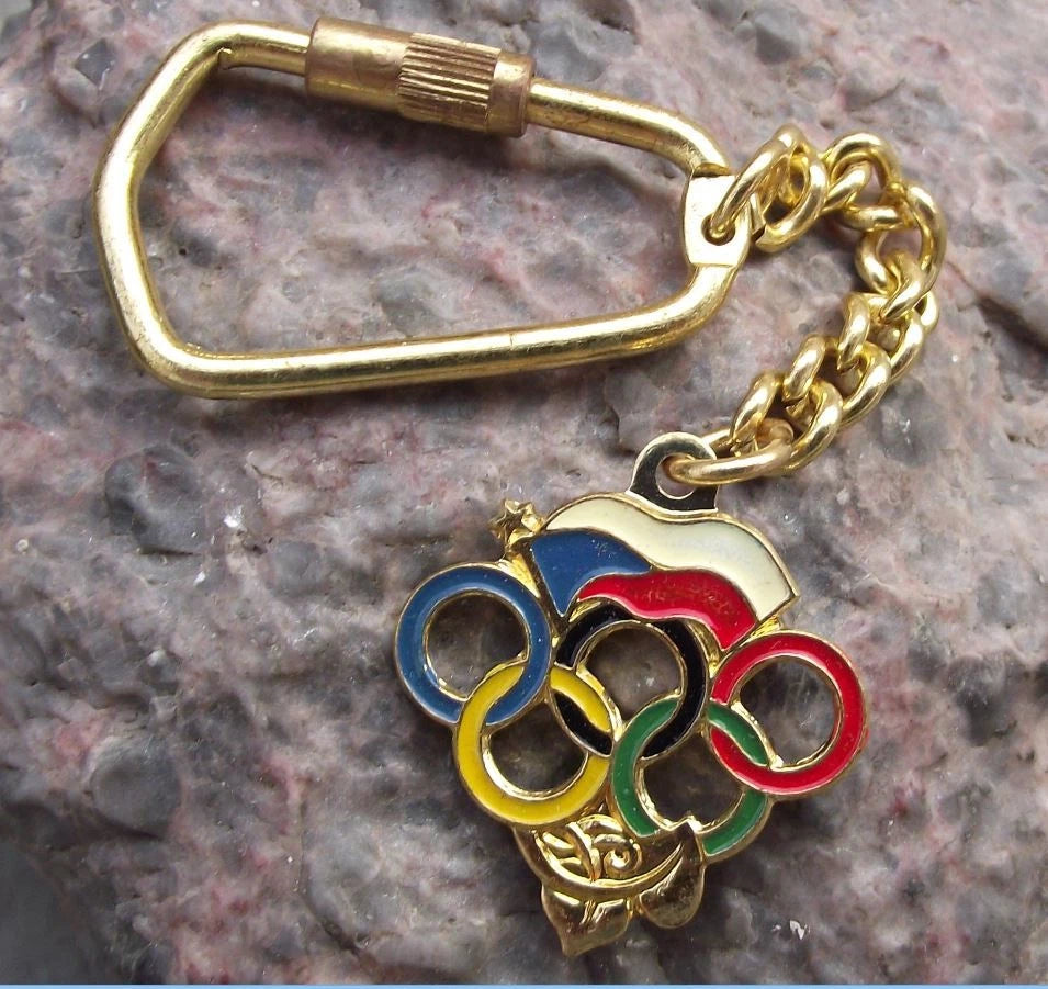Czechoslovakia Olympic Committee COV Czech Team Rings Keychain Key Chain Keyring