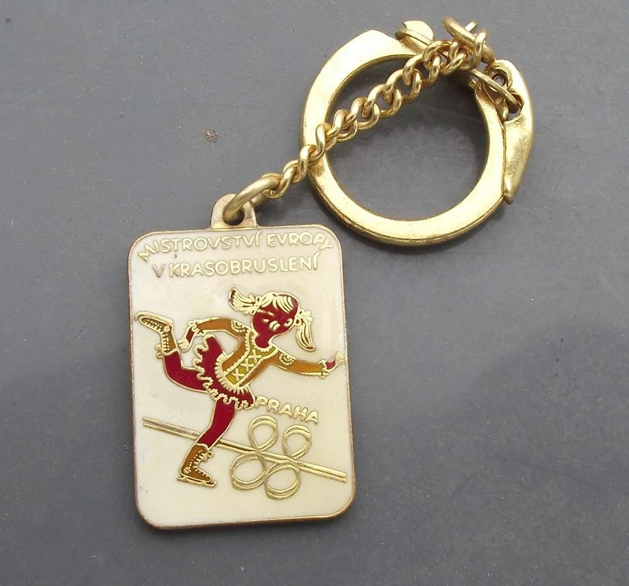 1988 Prague Czechoslovakia European Figure Ice Skating Finals Key Ring Key Chain