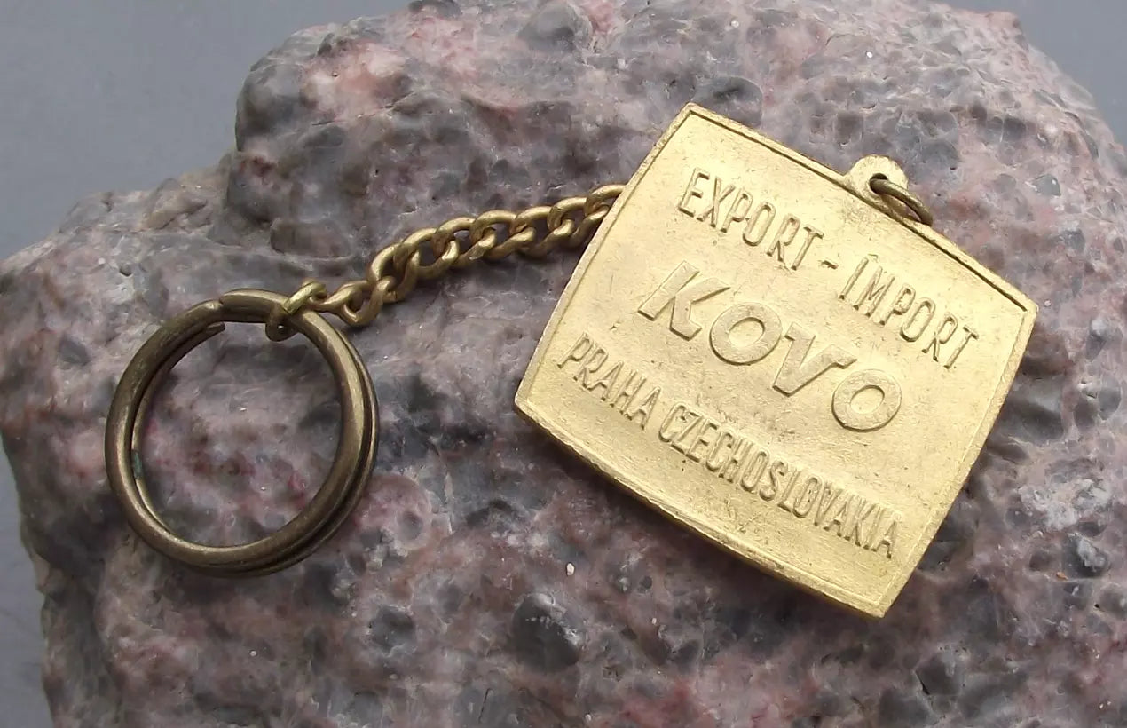 Vintage Tesla Kovo Electronics Logo Key Ring Key Chain Czechoslovakia Fob