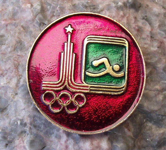 1980 Moscow Russia Summer Olympic Games Swimming Crawl Stroke Pool Pin Badge