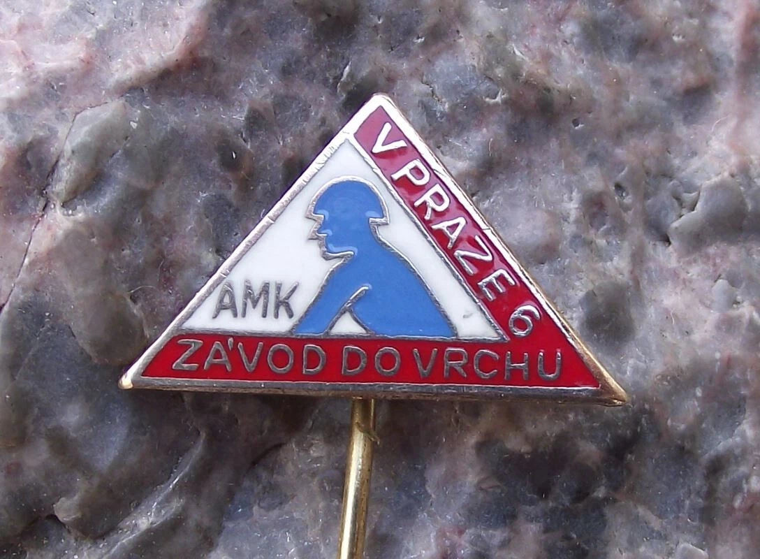 Vintage Czech AAA Association Car Club AMK Prague 6 Motorbike Race Pin Badge