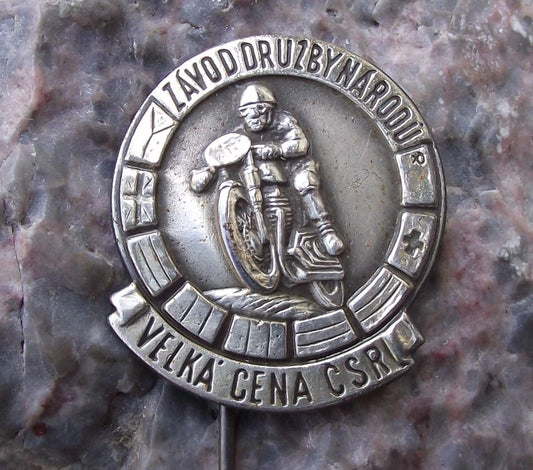 1952 Grand Prix Czechoslovakia Friendship of Nations Motorbike Race Pin Badge