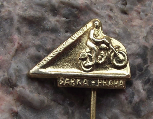 Vintage FIM European Championship Motocross MX Motorbike Sarka Prague Pin Badge