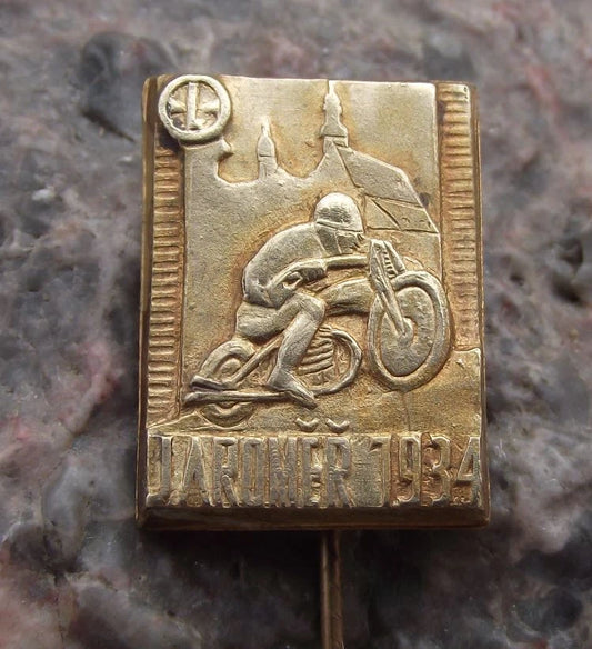 1934 Jaromer Czechoslovakia Motorbike Motorcycle Racing Event Pin Badge