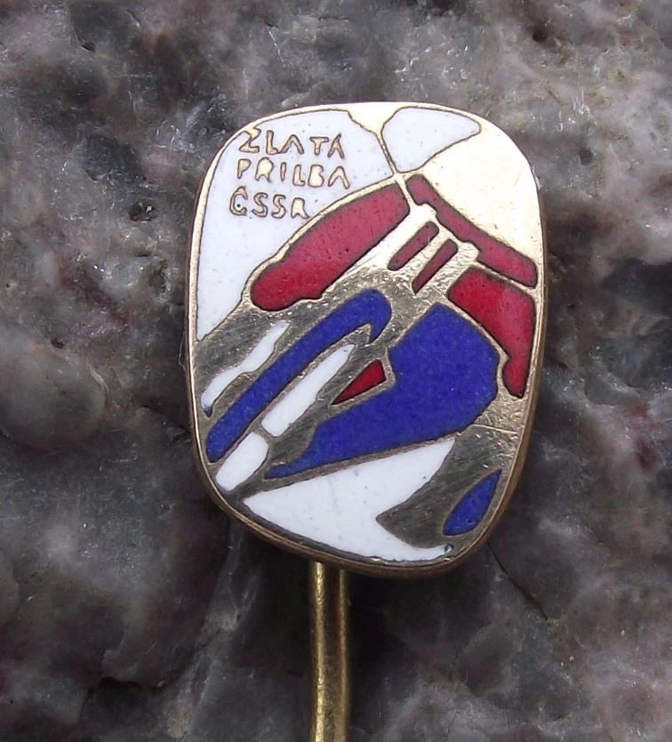 Vintage Pardubice Golden Helmet Motorbike Speedway Rider Souvenir Pin Badge