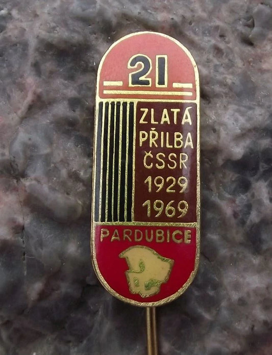 1969 Golden Helmet 21st Czech Motorbike Speedway Competition Pin Badge