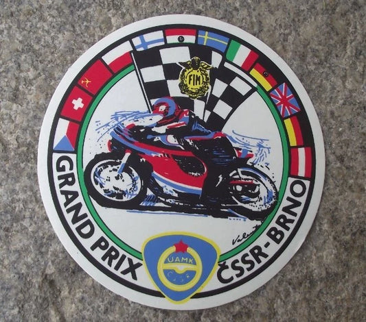 1980's FIM Grand Prix Czechoslovakia CSSR Brno MotoGP Motorbike Sticker Decal
