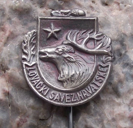 Vintage Croatian Hunting Association Society Stag Croatia Members Pin Badge