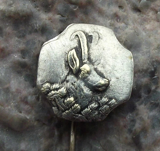 Vintage Chamois Mountain Stag Deer Head Hunt Hunters Czech Hunting Pin Badge