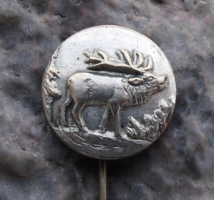 Vintage Roaring Stag Deer CMS CSMS Czech Hunting Association Pin Badge