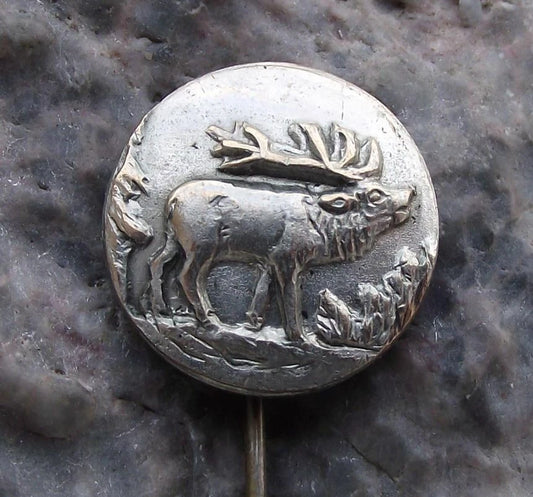 Vintage Roaring Stag Deer CMS CSMS Czech Hunting Association Pin Badge