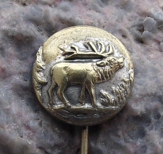 Vintage Roaring Stag Deer CMS CSMS Czech Hunting Association Pin Badge