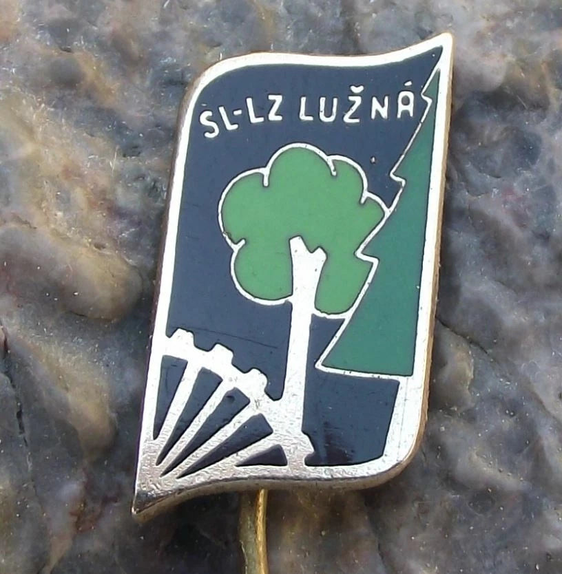 Vintage Czechoslovakia State Forestry Luzna Trees Forestry Team Pin Badge