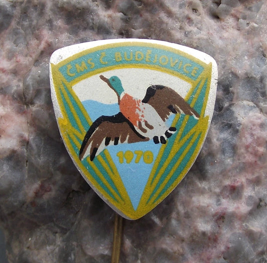 1970 Ceske Budejovice CMS Czech Hunting Association Flying Duck Hunt Pin Badge