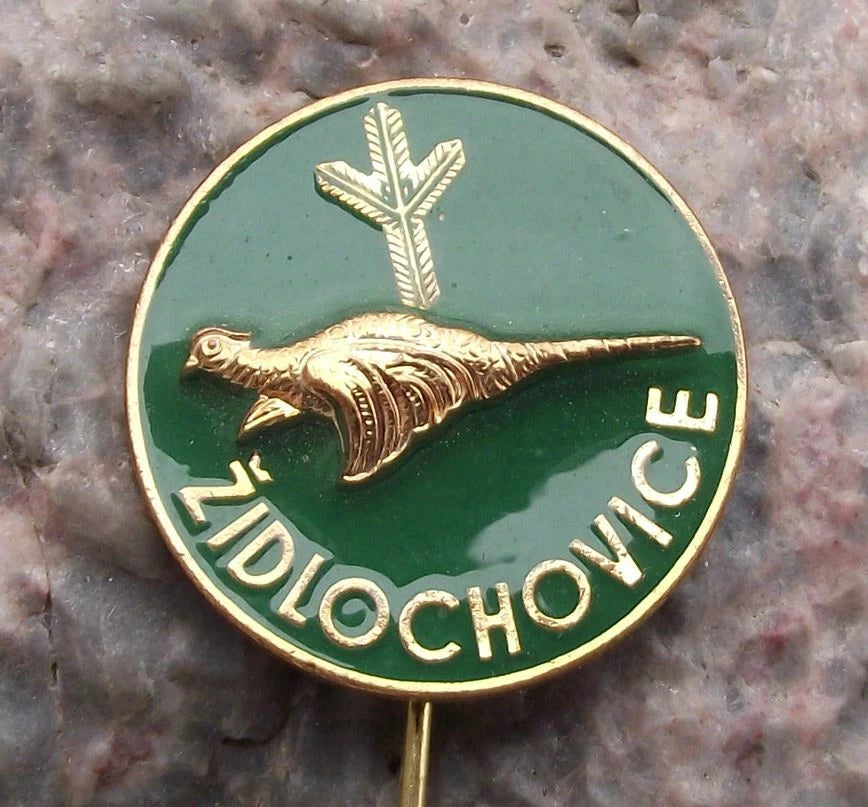 Vintage CMS Czech Hunting Association Židlochovice Pheasant Hunter Pin Badge