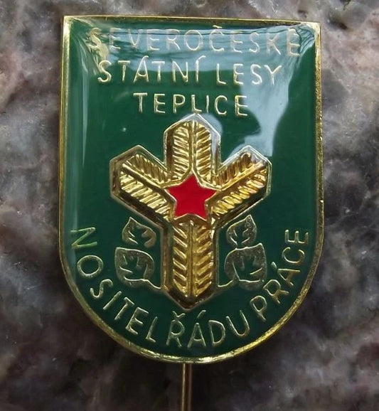 Vintage Czech State Forestry Teplice Good Worker Award Hunting Pin Badge