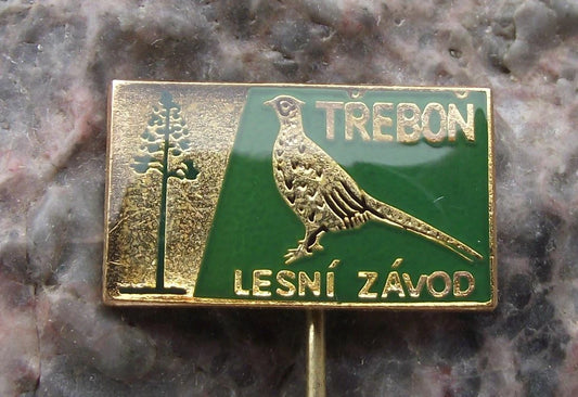 Vintage Czech State Forestry Commission Třeboň Pheasant Trebon Hunting Pin Badge