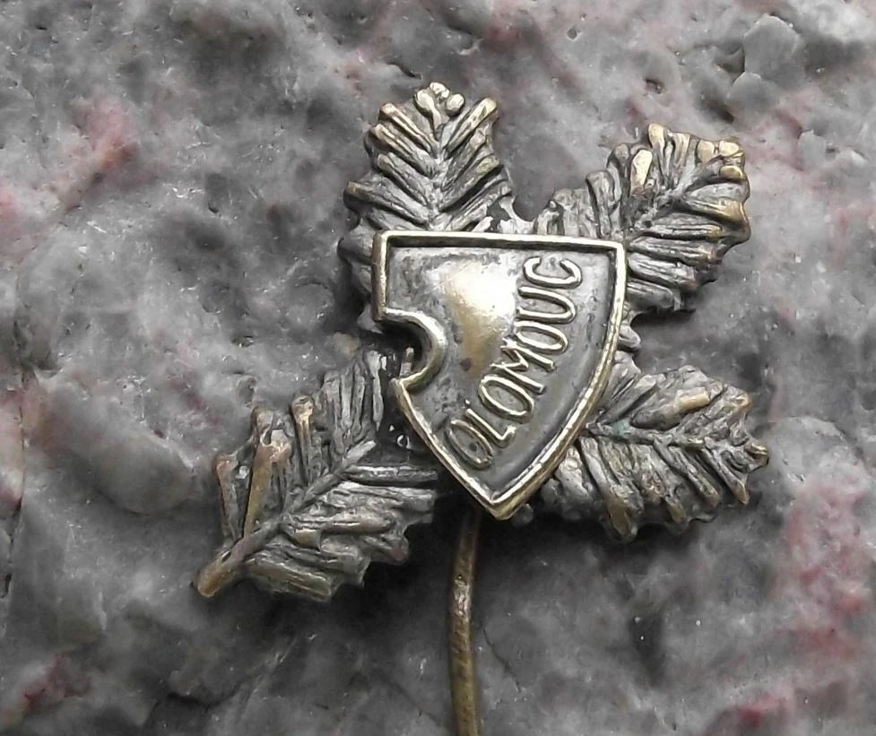 Vintage Czech Hunters Motif Pine Twig Branch Hunting Olomouc Pin Badge
