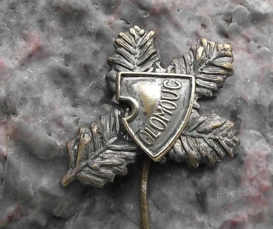 Vintage Czech Hunters Motif Pine Twig Branch Hunting Olomouc Pin Badge