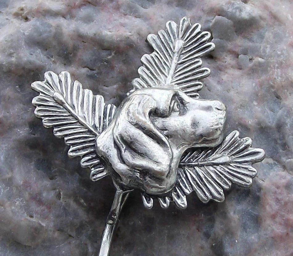 Vintage Pointer Hunting Dog Head Hunt Pine Twig Motif Czech Hunters Pin Badge