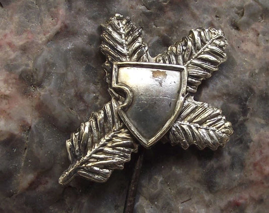 Antique Czech Czechoslovakia Hunters Pine Twig Emblem & Shield Hunting Pin Badge