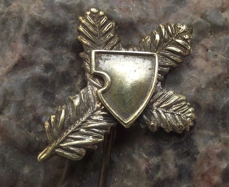 Antique Czech Czechoslovakia Hunters Pine Twig Emblem & Shield Hunting Pin Badge