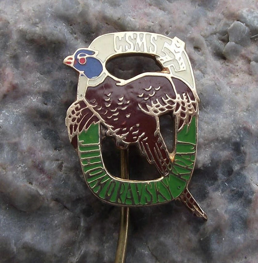 Vintage CMS CSMS Southern Moravia Czech Hunting Association Pheasant Pin Badge