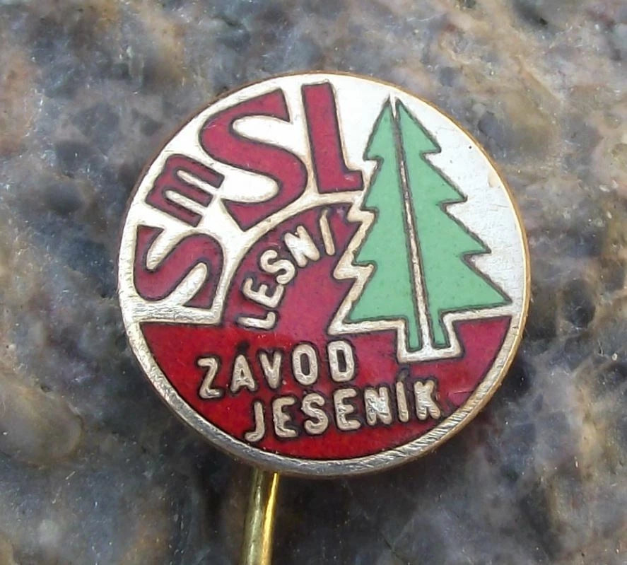 Vintage Czechoslovakia State Forestry LZ Jesenik Trees Forest Pin Badge